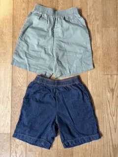 GU 半ズボン 2枚セット 140cm カーキ ネイビー