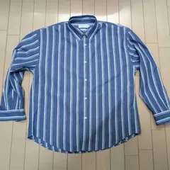 【美品】B:MING by BEAMS ストライプレギュラーカラーシャツ ブルー