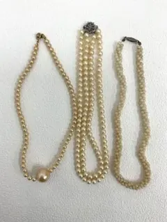 50.232【ネックレス　3本セット】ヴィンテージ　パール