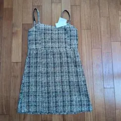 新品！INGNI ツイード グレー系 ノースリワンピース ジャンスカ M