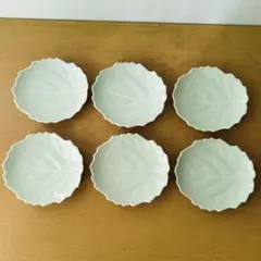 葉っぱ型 小皿 6枚セット グリーン系 銘々皿　まとめ買いあり