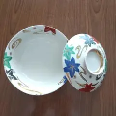 金継ぎ用蓋つき煮物椀 　1セット寿泉窯 楓模様 金彩のサムネイル