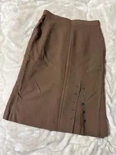 ブラウン ボタン付き タイトスカート 15号