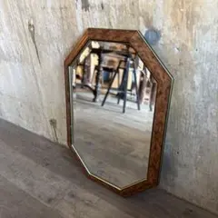 イタリア製　ウォールミラー　八角形　マーブル柄