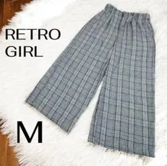 RETRO GIRL チェック柄 グレー ワイドパンツ M