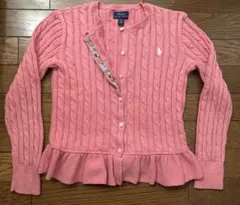 【美品】POLO ラルフローレン　ケーブルニット　ペプラムカーディガン　花柄