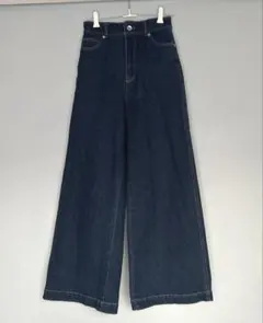 ネイビーハイウエストレングス長め！デニム美品ロペピクニックウエスト革命デニム36