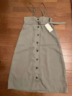 新品continuerdeNICECLAUPフロントボタンロングスカートFカーキ