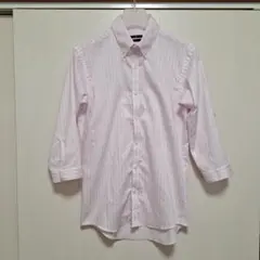 SUIT SELECT ワイシャツ ピンク ストライプ2way 七分袖 Mのサムネイル