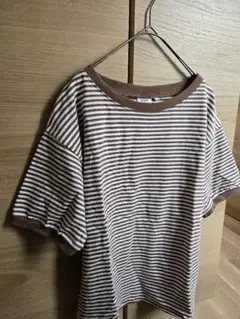 美品 スターアンドストライプ ブラウン ホワイト ボーダー 半袖 Tシャツ