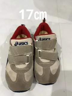ASICS ベルクロストラップシューズ ベージュ/レッド