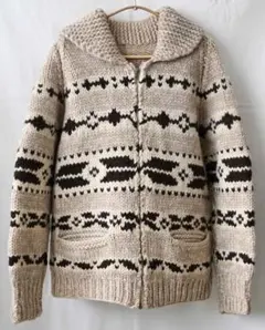 70s/カナダ製 カウチン・カーディガン/S/アースカラー/ネイティブ/レア