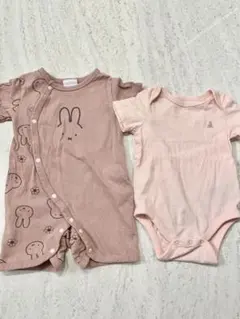 ミッフィー＆GAP 半袖ロンパース2点セット ピンク系 50〜60／3〜6m