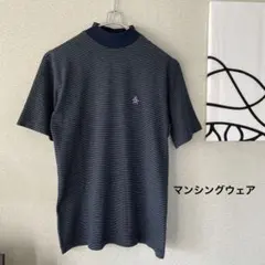 マンシングウェア　横しま　モックネックTシャツ ネイビーのサムネイル