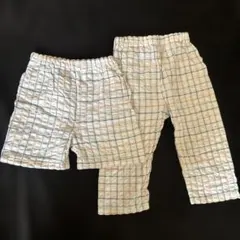 キッズ　パジャマ　チェック柄 半ズボン・長ズボン　2枚セット 100cm 薄手