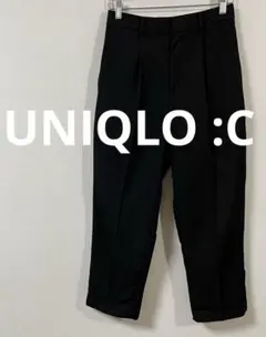 ユニクロシー　UNIQLO :C　タックワイドテーパードパンツ　XS　ブラック