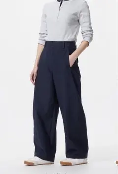 UNIQLO 黒ジャージーバレルレッグパンツ Lサイズ
