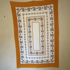 花柄　長方形テーブルクロス オレンジ