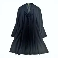 ワンピース ブラック フレア リボン ロングワンピース モード ゴスロリ M