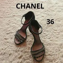 CHANEL ブラック サンダル ストーンのサムネイル