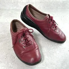 Bon Step〔23.5 EEE〕レザースニーカー ウォーキングシューズ 赤色のサムネイル
