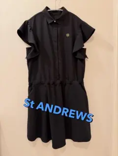 St ANDREWS セントアンドリュース サッカー 袖フリル ワンピース 黒S St ANDREWS セントアンドリュース サッカー 袖フリル ワンピース 黒S