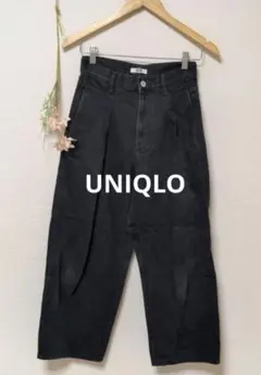 UNIQLO ユニクロ デニム タック パンツ ブラック