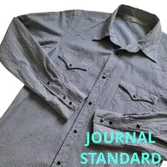 JOURNAL STANDARD ギンガムチェック長袖ウエスタンシャツ ネイビーのサムネイル