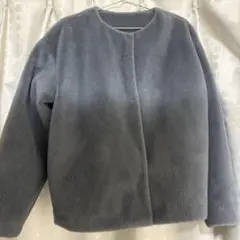 ユニクロ　スムースヤーンフリースノーカラージャケット　ブルー　XL