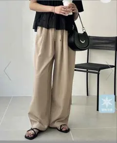 GeeRA 上品見えダブルタックワイドイージーパンツ