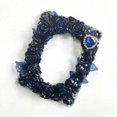 【No.201】ホイップデコ　トレカケース　硬質ケース　黒　青　薔薇　宝石　蝶