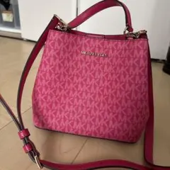 極美品】MICHAEL KORS スモール バケットバッグ ピンク・ブラウン 