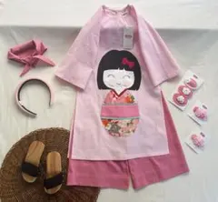 No.BB2513ハンドメイド 女の子リネンベトナムアオザイセット➖可愛いキルト