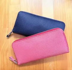【本革】長財布　パールピンク　型押し　試作整理