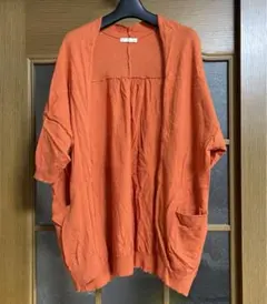 スタディオクリップ♡ コットンドルマン7分袖カーディガン 朱色 フリーサイズ