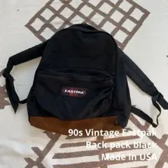 ヴィンテージ　EASTPAK USA製　バックパック　ブラック　スエードレザーのサムネイル