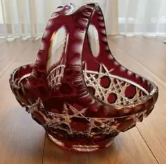 【アンティーク品】クリスタルガラスバスケット
