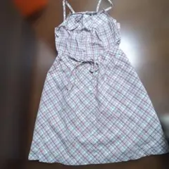 【新品タグ付き】【ザ スコッチハウス】チェックキャミワンピ白地×多色160のサムネイル
