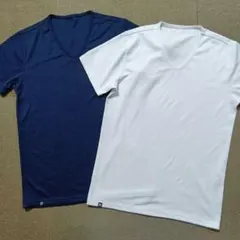 FILA フィラ　Vネック　Tシャツ　紺　白　2枚組　アンダーシャツ