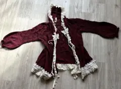 フード付きバーガンディカーディガン