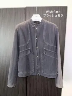 メンズ デニム ライダースジャケット グレーのサムネイル