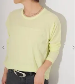 シアークルーネックロングTシャツ　イエロー