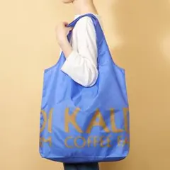 カルディ エコバッグ　ブルー　青　新品　バッグ　トートバッグ　折りたたみ
