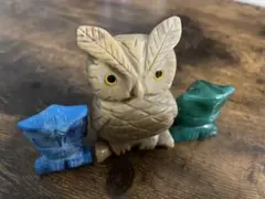 フクロウの天然石　彫刻　置物　小　3個