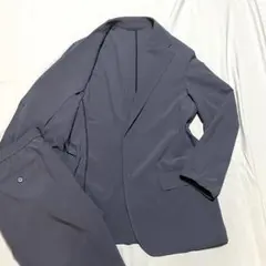 【美品 XL】洋服の青山　セットアップ スーツ　洗濯可能 　伸縮性　近年　紺のサムネイル