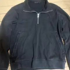 アディダスオリジナル　ダークネイビー ジッパー付きハーフネック トレーナー