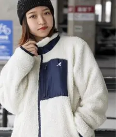KANGOL ワンポイントロゴ刺繍シープボアジャケット ボア フリースブルゾンのサムネイル