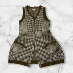 t.b センソユニコ リネン　チェック　ノースリーブチュニック　ロングジレのサムネイル