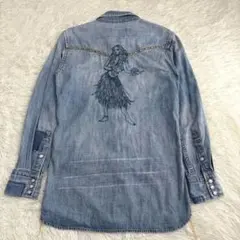 美品 レミレリーフREMIRELIEF ウエスタンデニムシャツ フラガール 刺繍