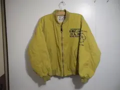 67217　ヴィンテージ　刺繍　中綿入りジャンパー　黄色